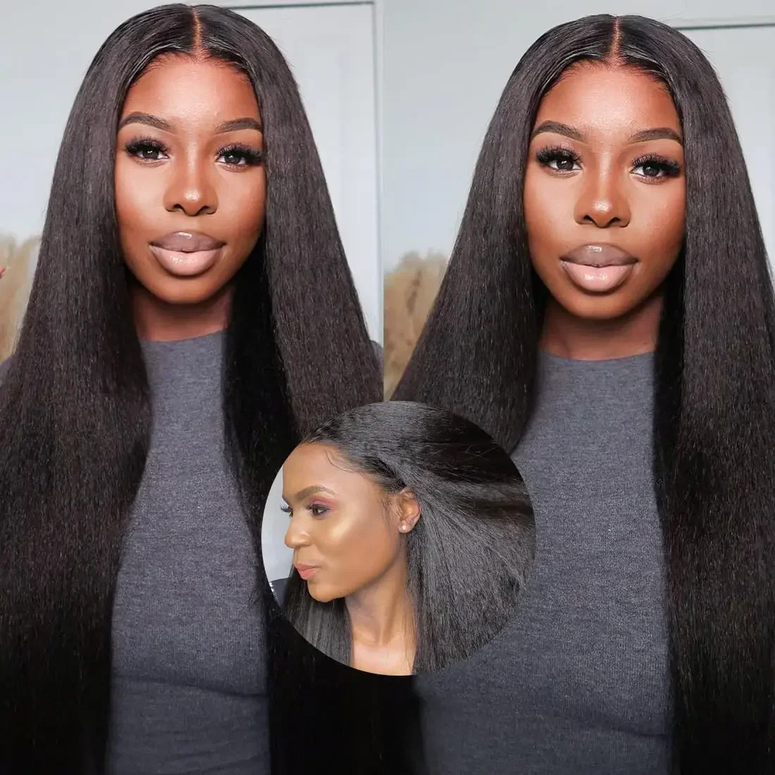 

Kinky Straight Wigs Human Hair Pre Plucked 13x4 Lace Frontal Wig Brazilian Remy Kinky Straight Human Hair Wigs For Women 30 Inch
