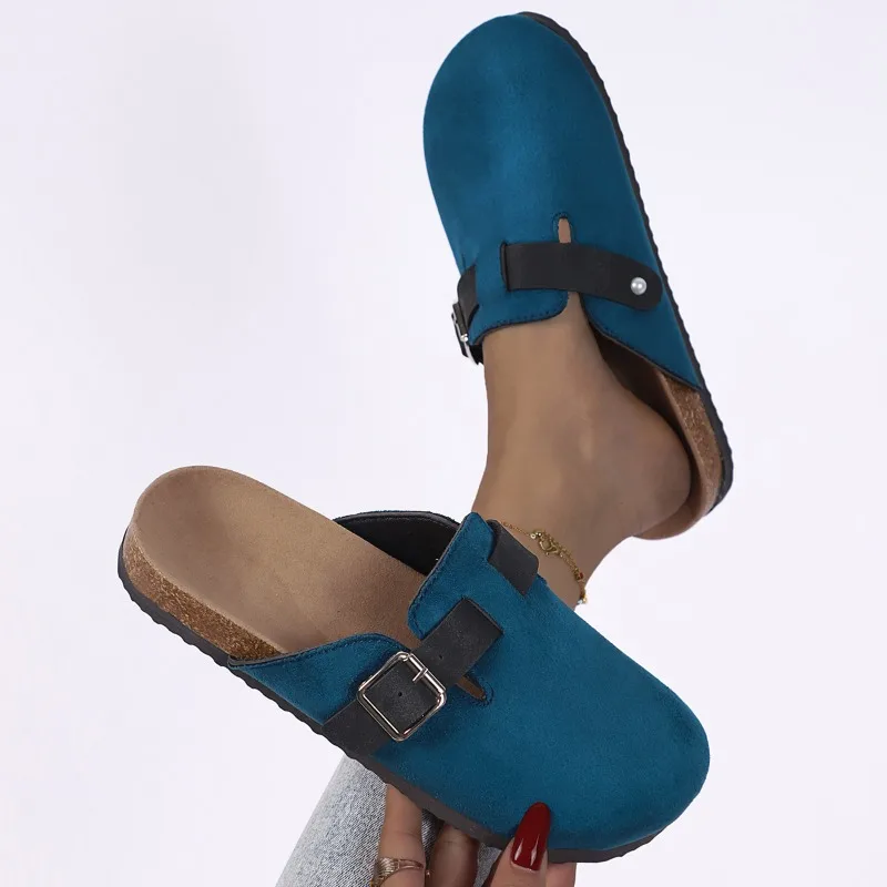 

Women's Summer Suede Wooden Clogs/Slippers Outdoor Non-Slip Beach Sandals Unisex Plus Size Slippers with Adjustable Buckle