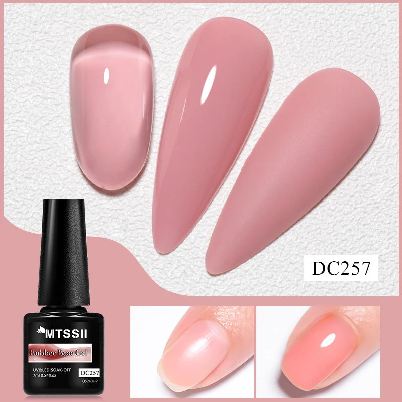 Mtssii esmalte de uñas de Gel Base de goma desnuda Natural, Rosa lechoso, blanco, purpurina, semipermanente, Soak Off, UV LED, 7ml