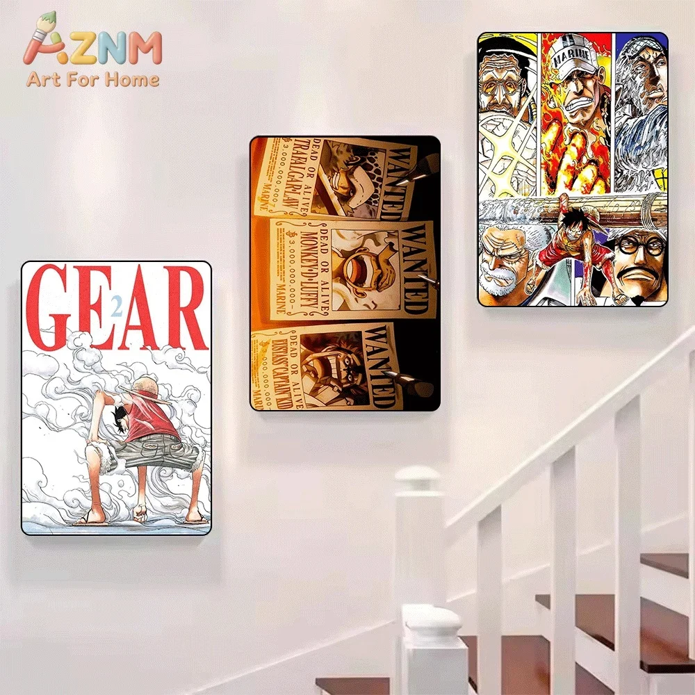 One Piece Anime Canvas Wall Art No Frame Luffy Gear 2 Wanted Poster Crocodile Doflamingo Straw Hat Pirates Manga Print Paintin view 5
