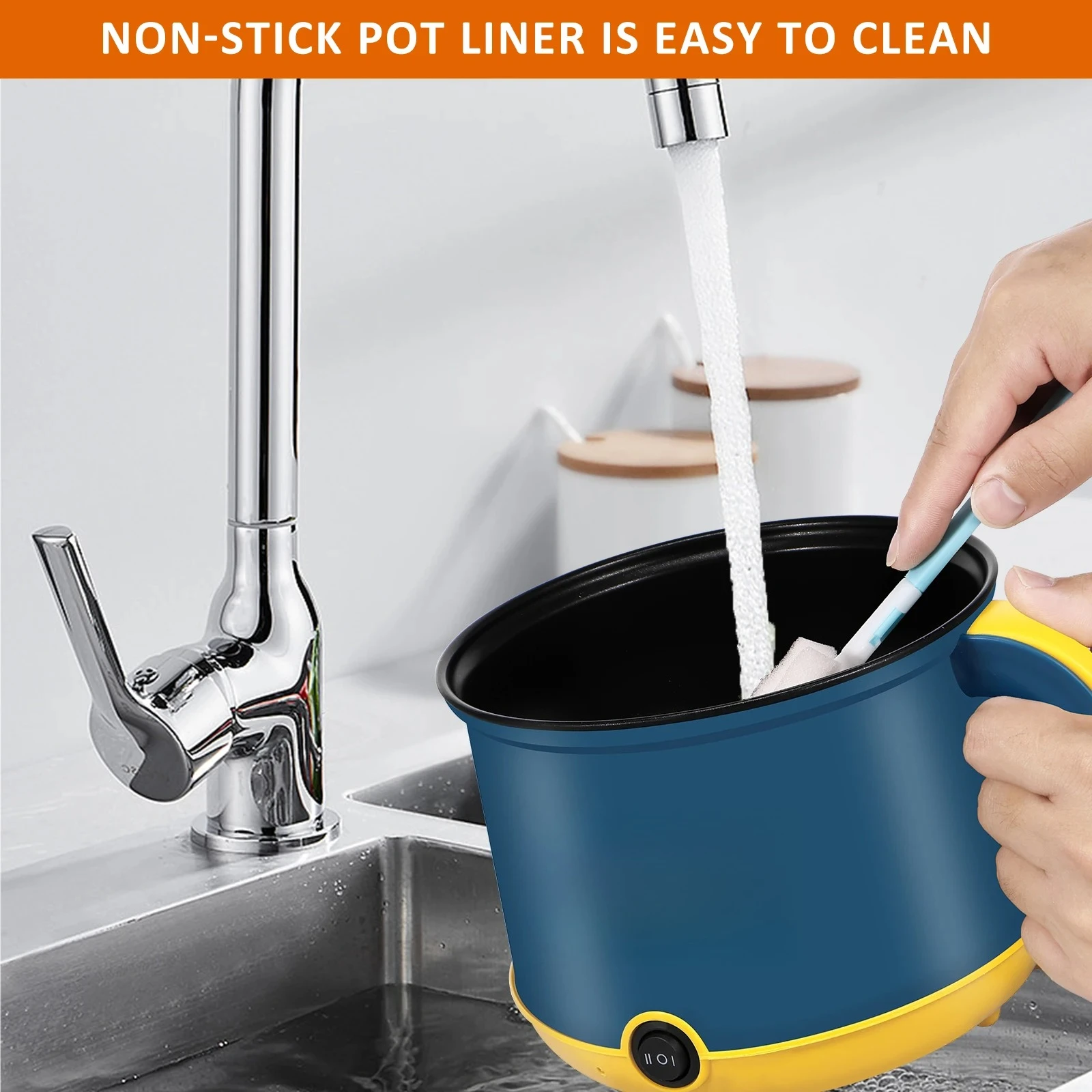 2026 New Upgrade 1.8L Mini Electric Hot Pot 2 Gear Electric Cooking Pot Non-stick Noodles Cooker Dry Protection for Ramen Soup view 4