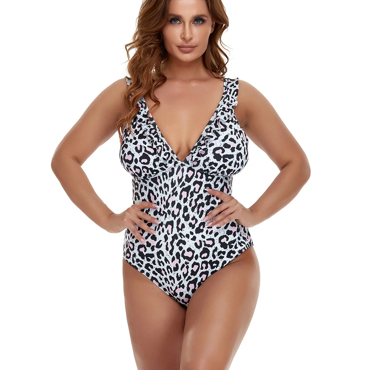 L-4XL 4 Style  New Summer Women's One-piece Swimsuit Big Plus Size Printed Ruffle Conservative Swimwear Bathing Suit Beachwear