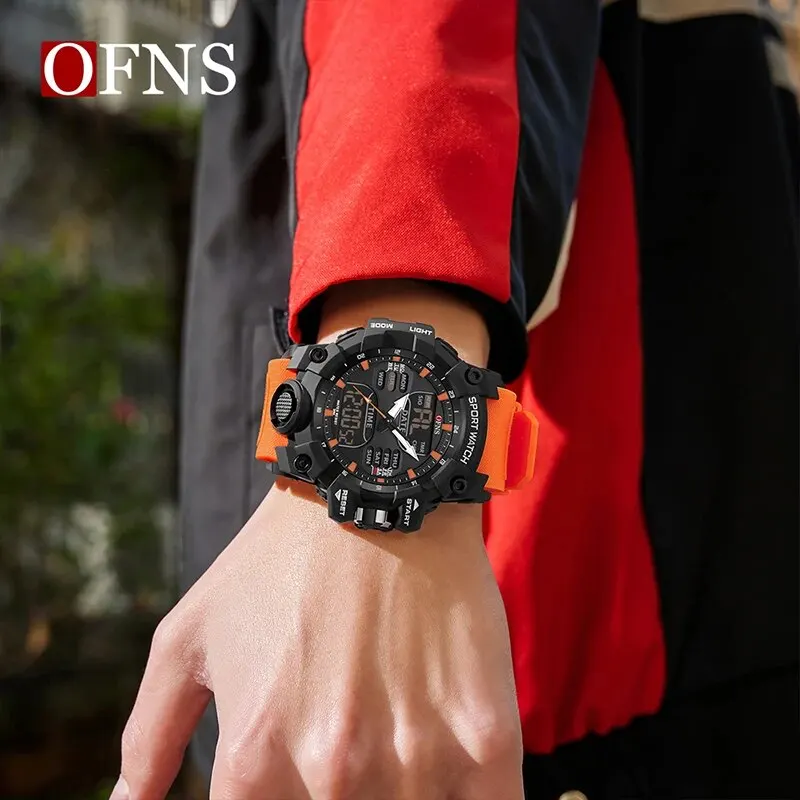 OFNS Top Brand G Style Electronic Men\'s Watches Large Dial Timing Military Clock Waterproof Sports LED Digital Quartz Wristwatch