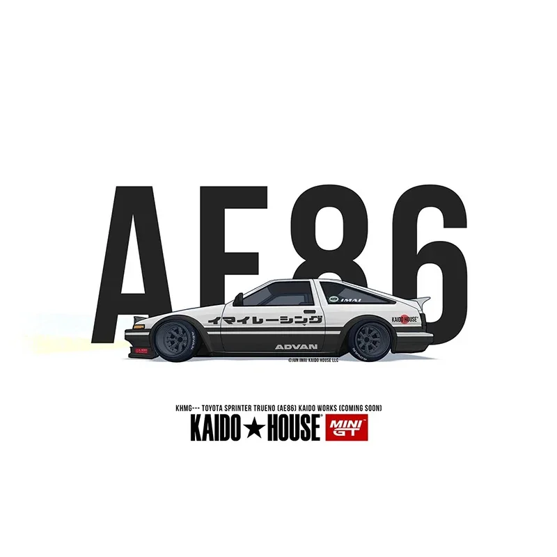 PreSale KHMG 180 1:64 Toyota Sprinter Trueno AE86 IMAIRACING V1 Openable Hood Diecast Car Model Kaido House MINIGT