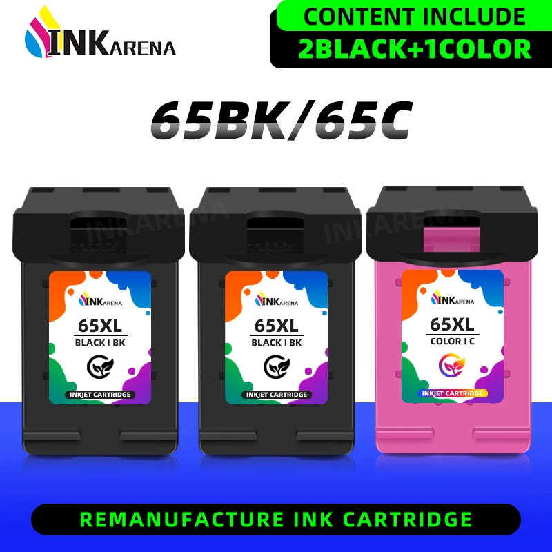 Sostituzione della cartuccia di inchiostro nero/colore 65 65XL rigenerata compatibile per stampante HP Envy 5055 5058 5052 DeskJet 3755 2622