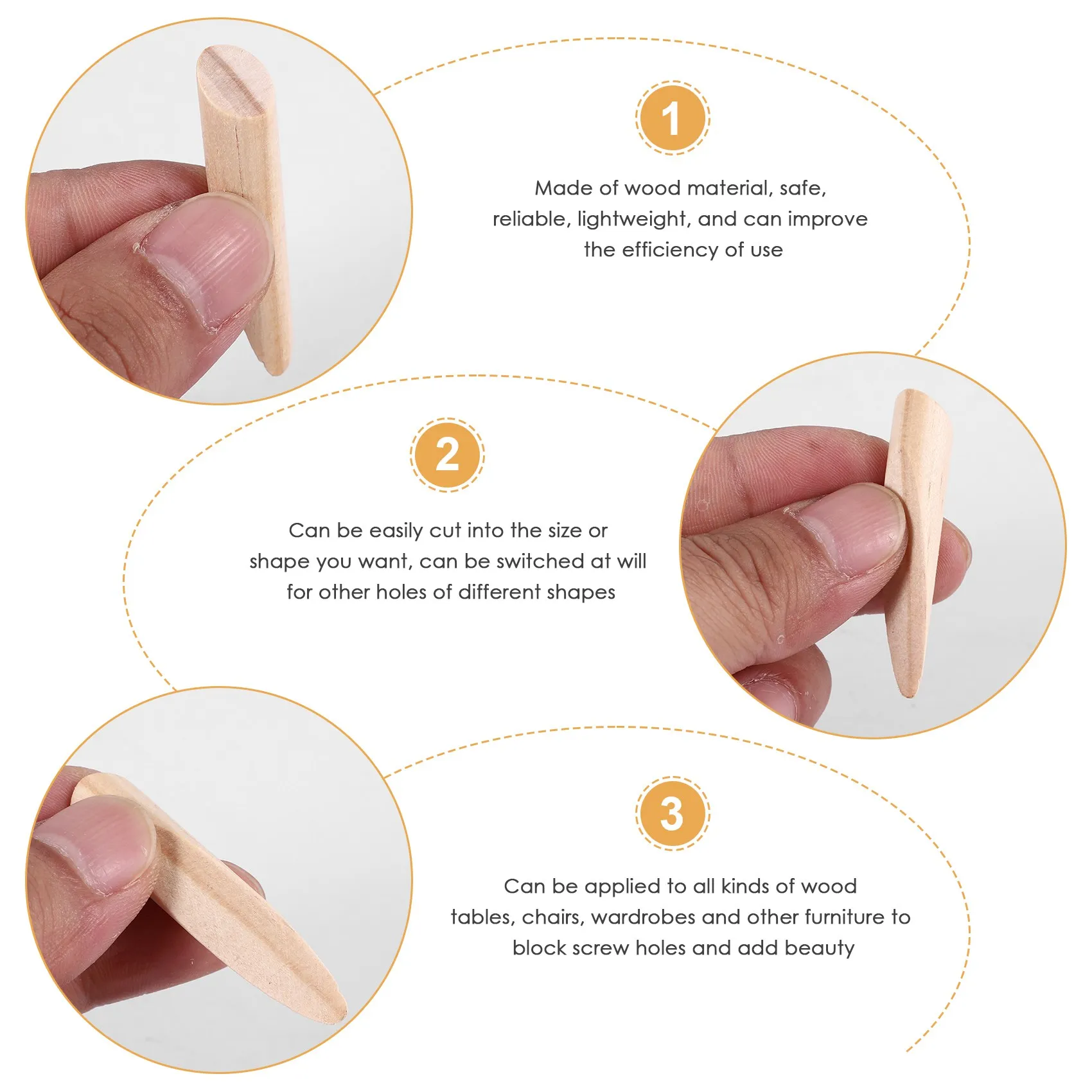 AASS-200 paquetes de tapones para agujeros de bolsillo, pasadores de madera maciza, plantilla para agujeros de bolsillo, tapones de madera de grado de pintura, tapones de Hardware, relleno de agujeros de madera