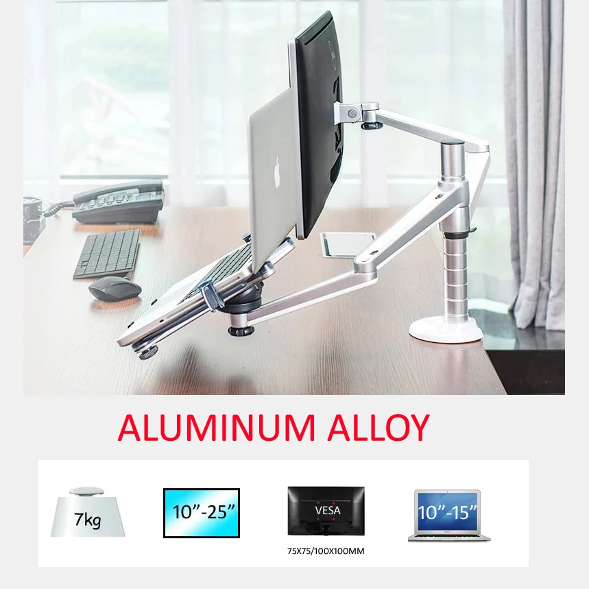 

OA-7X мультимедийный настольный длинный кронштейн 10 "-25 дюймов ЖК-подставка для ноутбука, держатель для ноутбука, настольная подставка с двойным креплением для монитора с полным движением