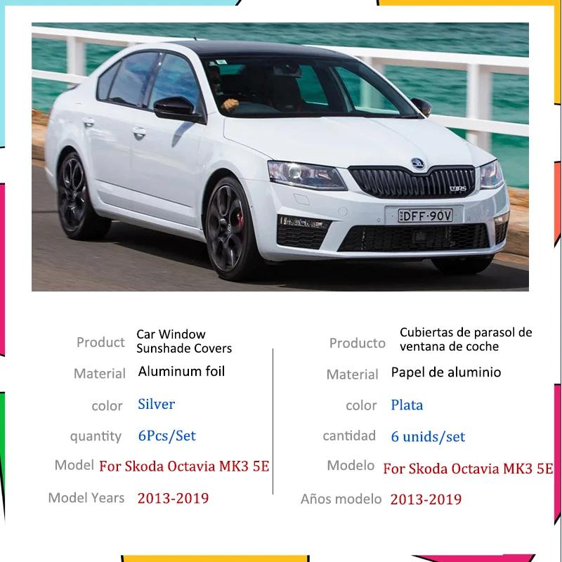 Car Full Coverage Sunshades For Skoda Octavia 3 A7 MK3 5E 2013~2019 Sedan Anti-UV Sunscreen Window Sunshade Cover Accessories