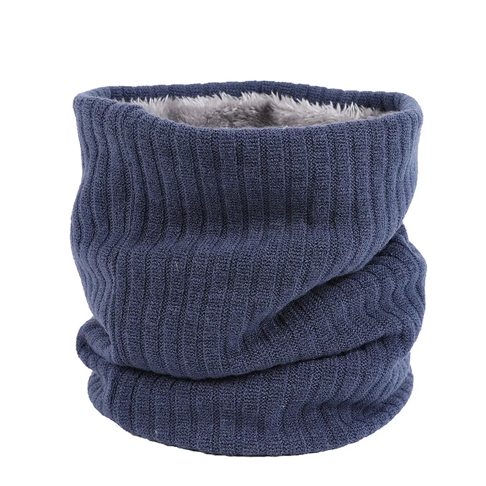 2024 New Winter Scarf Men Women Warm Knitted Ring Scarves Wool Fur Thick Children Neck Warmer Boys Girl Plush Scarf Collar