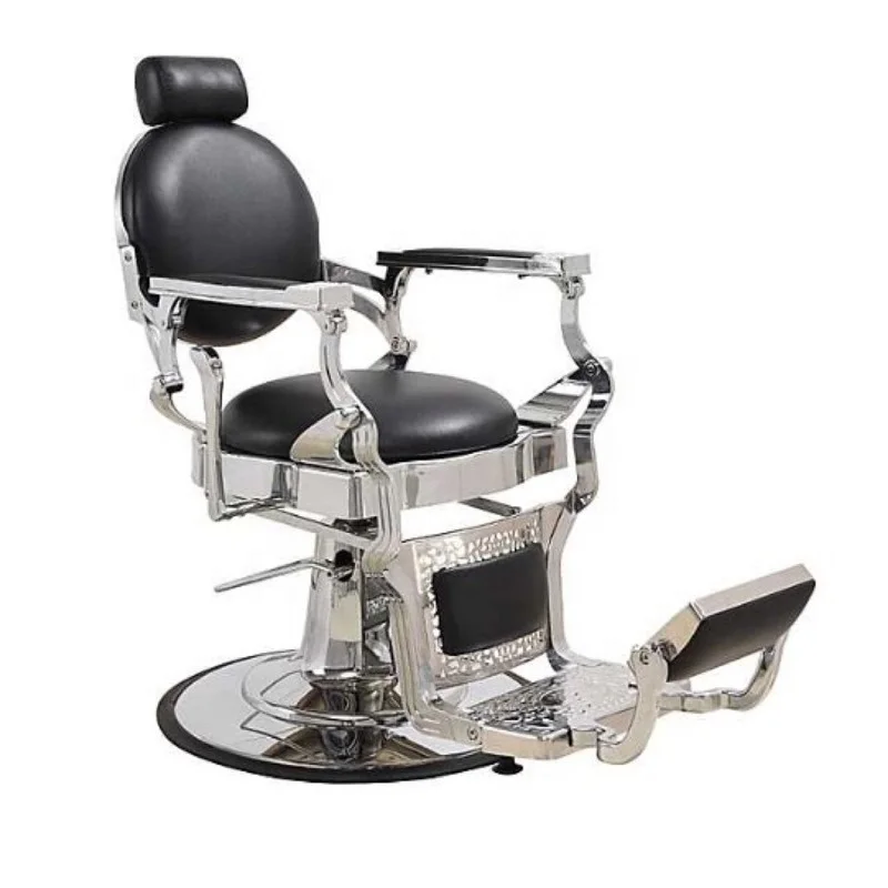Vintage Style Black Pu Leather Hair Cutting Chair Hydraulic Pump Rotatable Adjustable Salon Chair