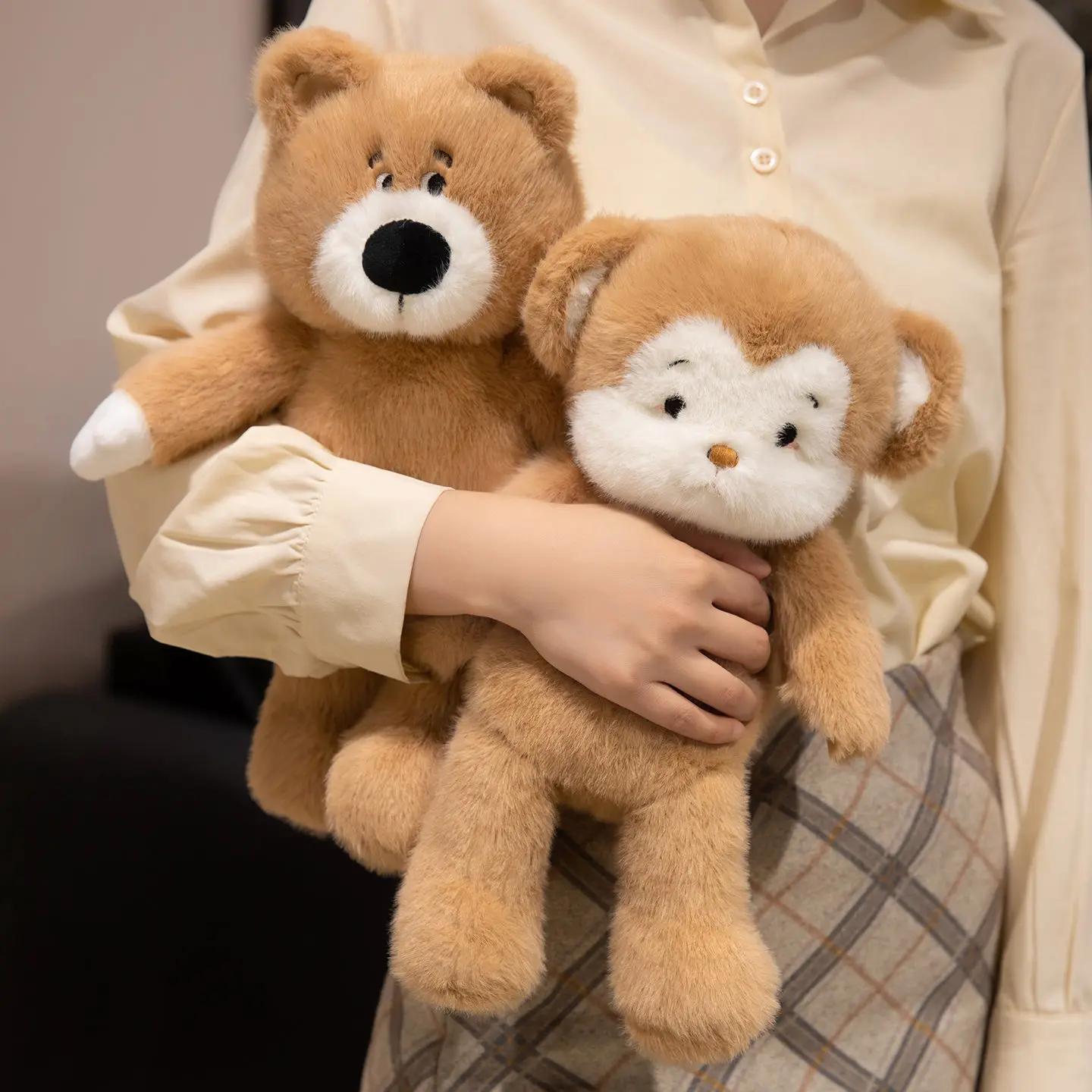 38 cm süße pelzige umarmbare Affe Husky Puppe weiche gefüllte Kawaii Pinguin Bär Schwein Puppe Kissen Home Decor Geburtstag Weihnachten Geschenk