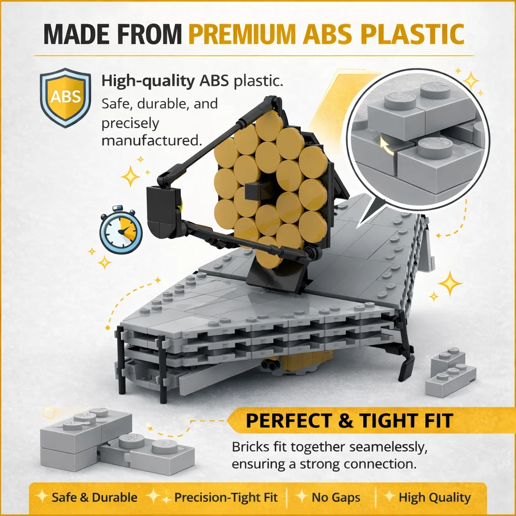 MOC Space Telescope Building Blocks Model, JWST Inspired DIY Assembly Bricks Toy, Desktop Display Gift for Kids Adults