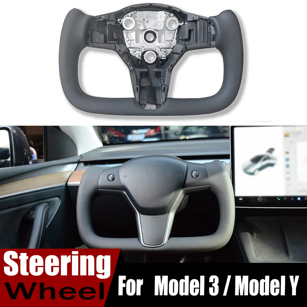 YOKE Steering Wheel Nappa Leather For Tesla M3 MY Model 3 / Model Y 2017 2018 2019 2020 2021 2022 2023 Car Tesla Accessories