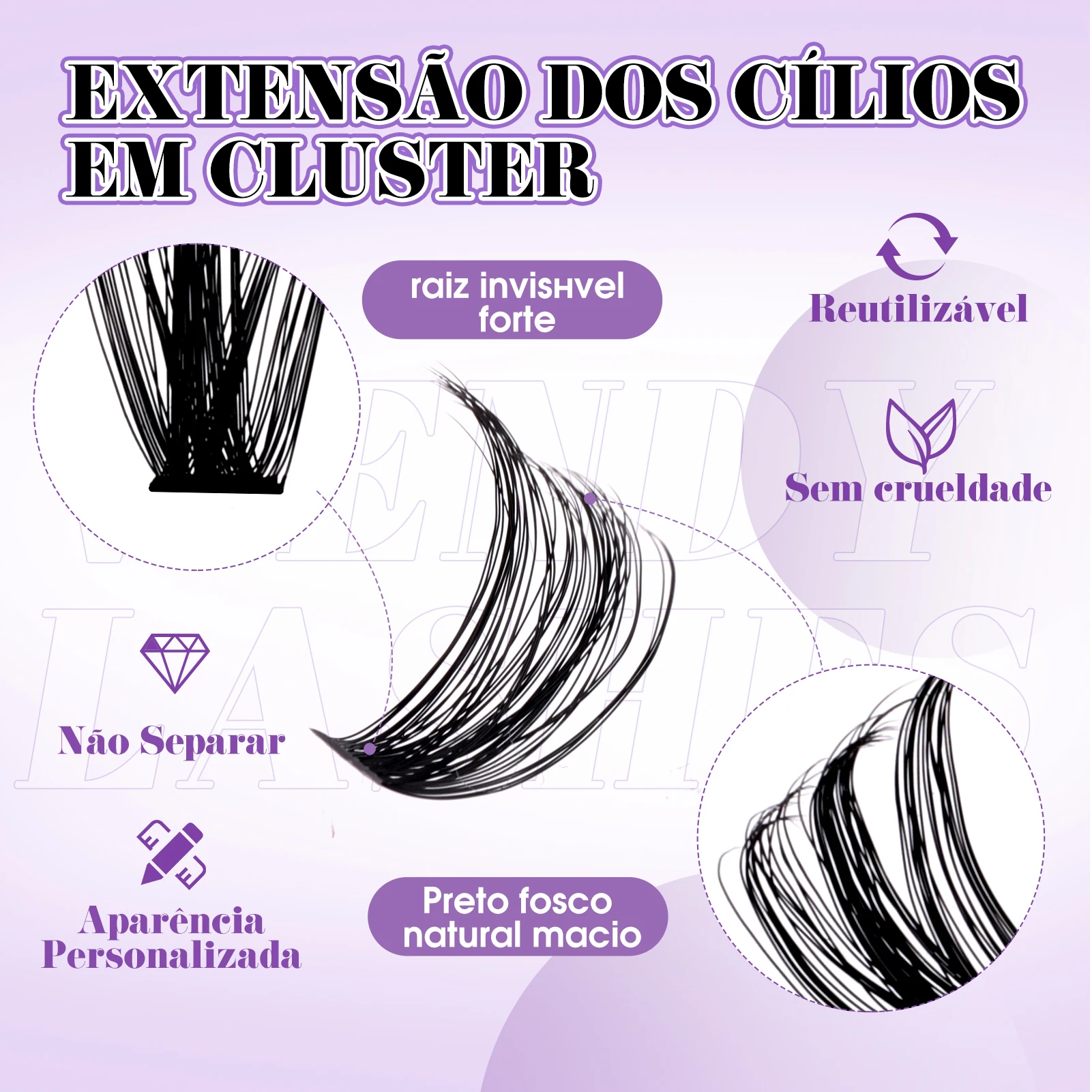 WENDY 14 Rows DIY Heat Cluster Eyelash Extensions with Tweezer Durable Waterproof False Lash Thick Volume Make-up Faux Mink Eyel