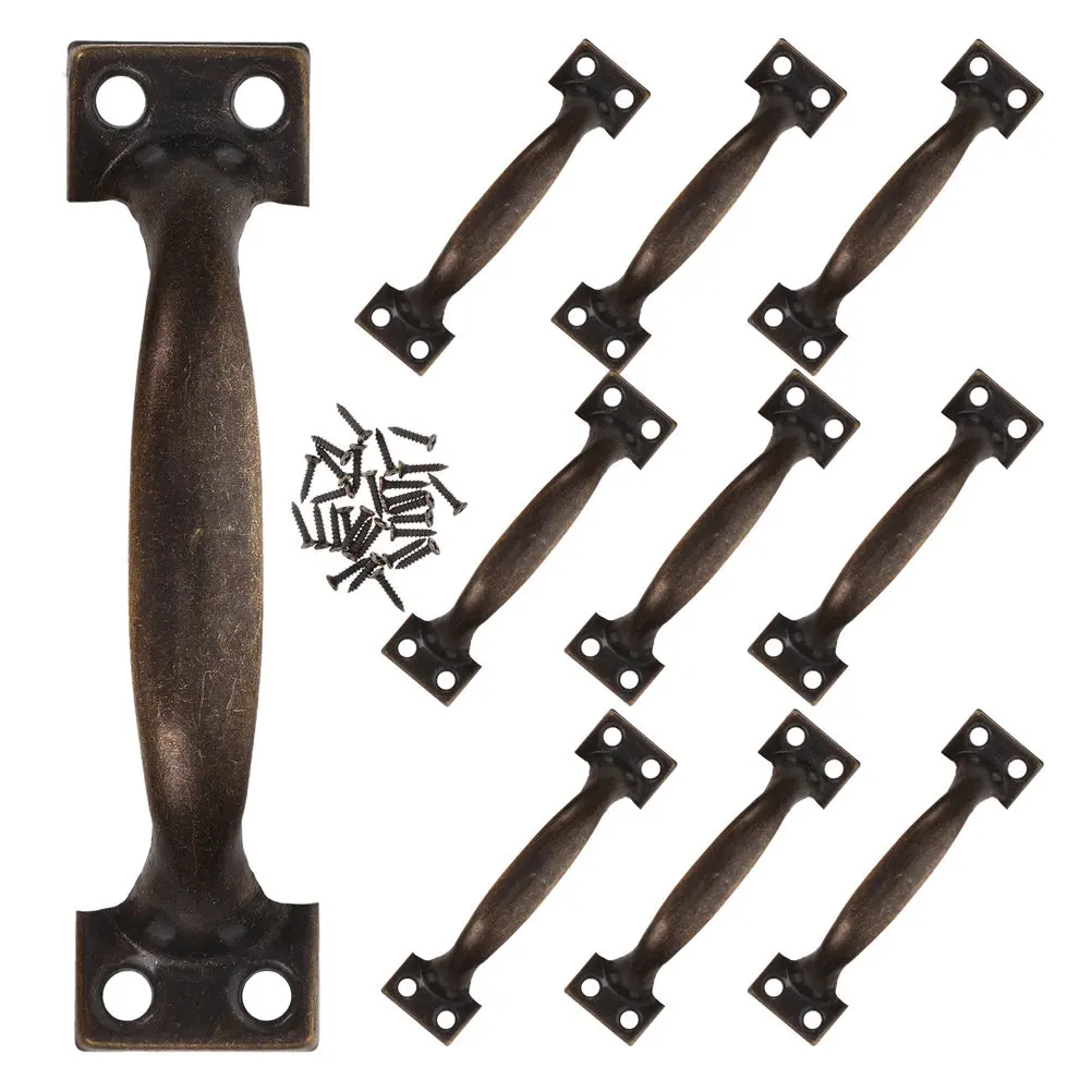 12Pcs Rustic Vintage Cabinet Handles Curved Metal Drawer Pulls for Dressers Cupboards Kitchen Furniture Retro Farmhouse Hardware