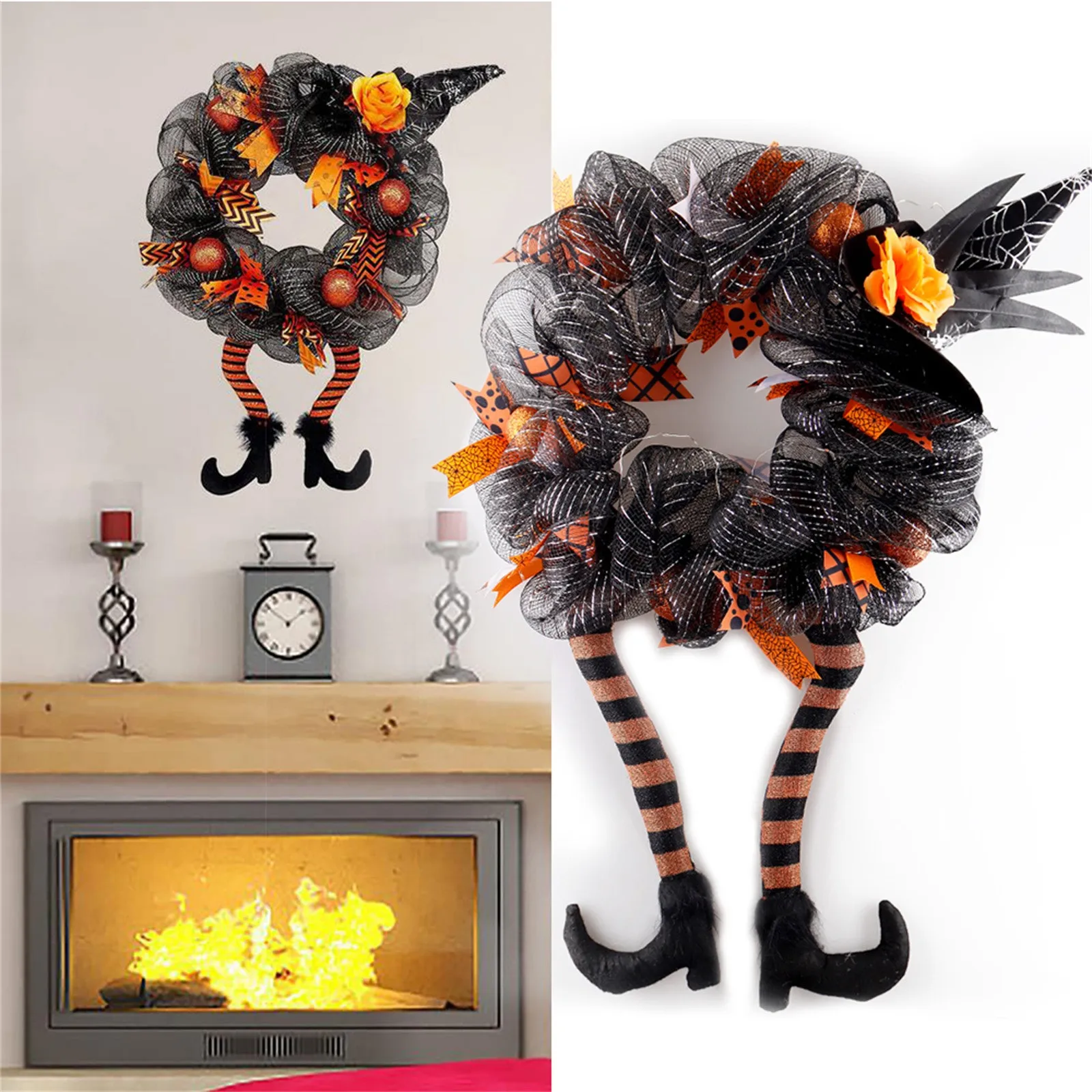 

Halloween Wreath Decoration Haunted House Decoration Pendant With Lighting Garland Home Decor Indoor Outdoor Door Hanging Props