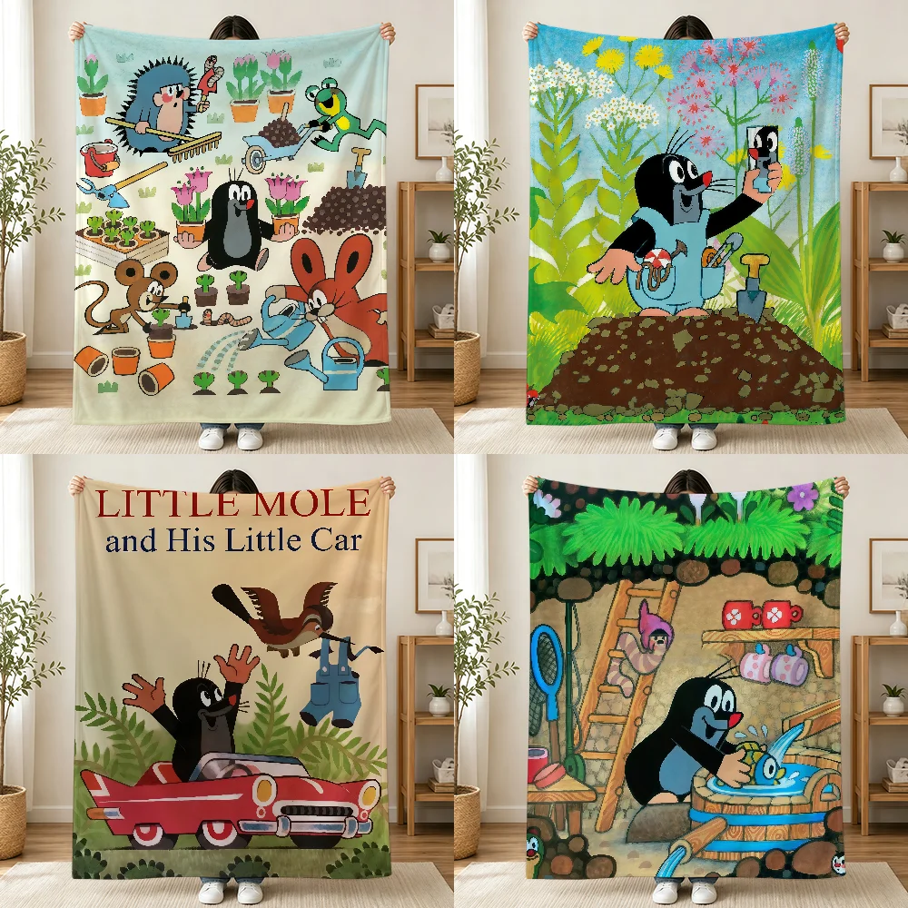 Classic Animation L-Little M-Mole Blanket Printed Flannel Soft Warm Cozy Season Nap Bed Sofa Travel Camping Gift Adults Kids
