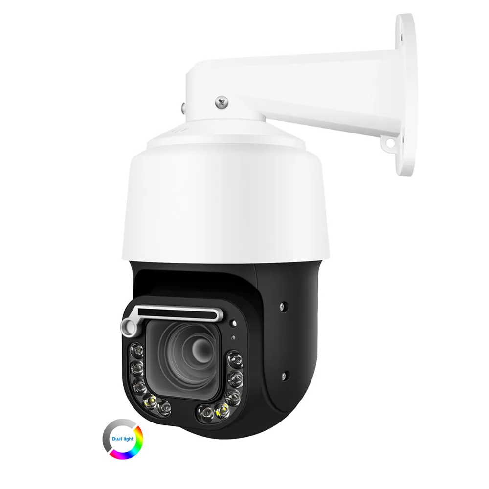 HD 20X Optical Zoom 8MP 4K POE Outdoor PTZ IP Dome Camera with Wiper Human Tracking Spotlights Color Night Vision Two Way Audio