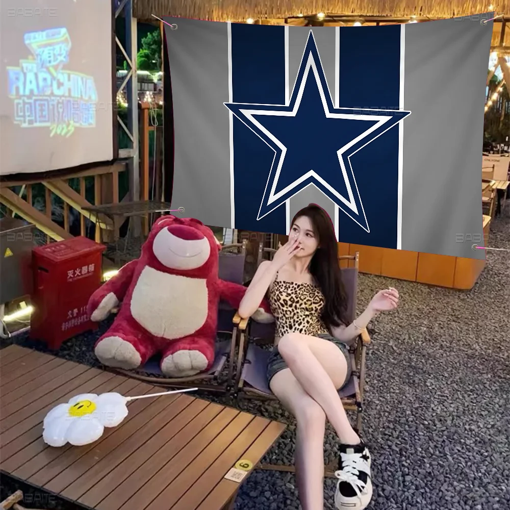Dallas C-Cowboys LOGOTIPO Bandeira colorida pendurada na parede Banner de parede boêmio Mandala Decoração de arte interna