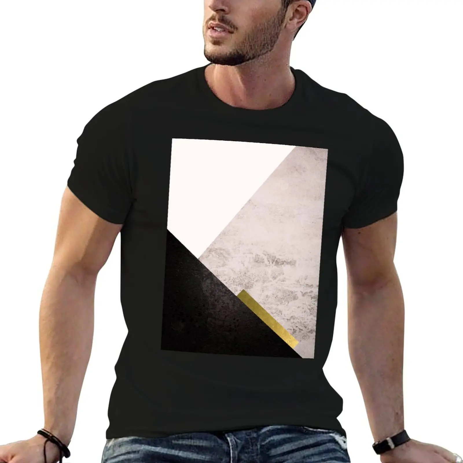 

man cotton package funny Geometric for plain t-shirt black t man shirts Minimalism T-Shirt