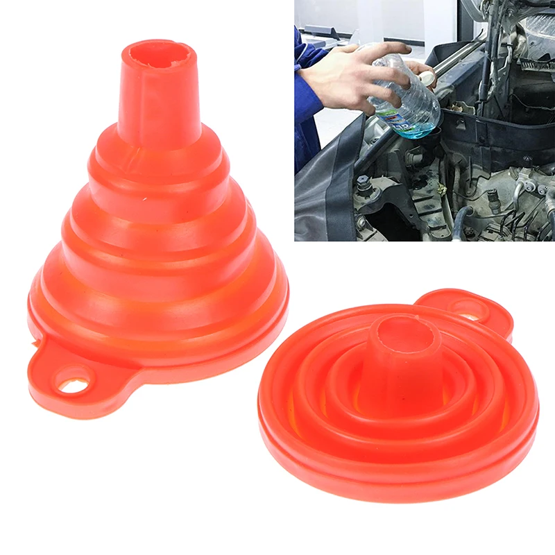 Car Auto Engine Funnel Gasoline Oil Fuel Petrol Diesel Liquid Washer Fluid Change Fill Transfer Universal Collapsible Silicone