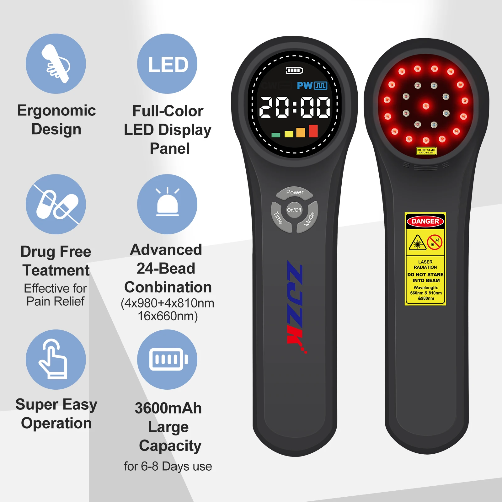 Zjzk classe iv dispositivo de terapia a laser frio neuropatia de grau médico terapia a laser de luz vermelha para neuropatia lesões de tecidos moles