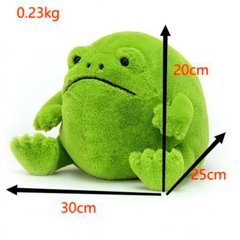 Cartoon Green Frog Stuffed Animal Plush Toy with Crystal Super-Soft 3D PP Cotton Filling Cuddly Pillow Ideal as a Birthday Gift