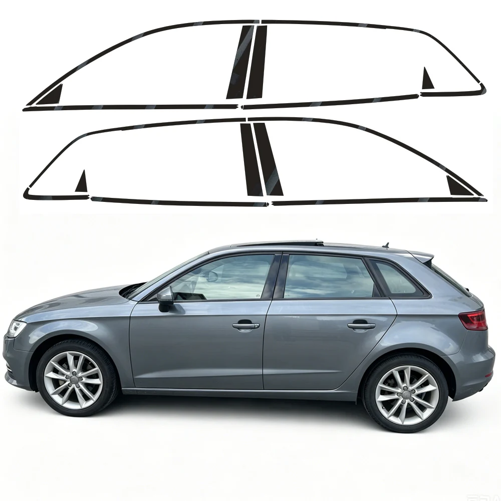 Chrom-Entfernungs-Fensterverkleidungsaufkleber für Audi A3 8V 2013-2020 Schrägheck, glänzend/matt schwarz, Außen-Dekor – Detail 2