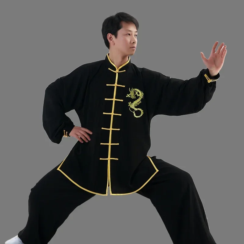 

Exercise Uniform Dragon Kung Fu Suits Long Sleeve Tai Chi Clothing Chinese Traditional Folk Taiji Outdoor Walking Morning Sports