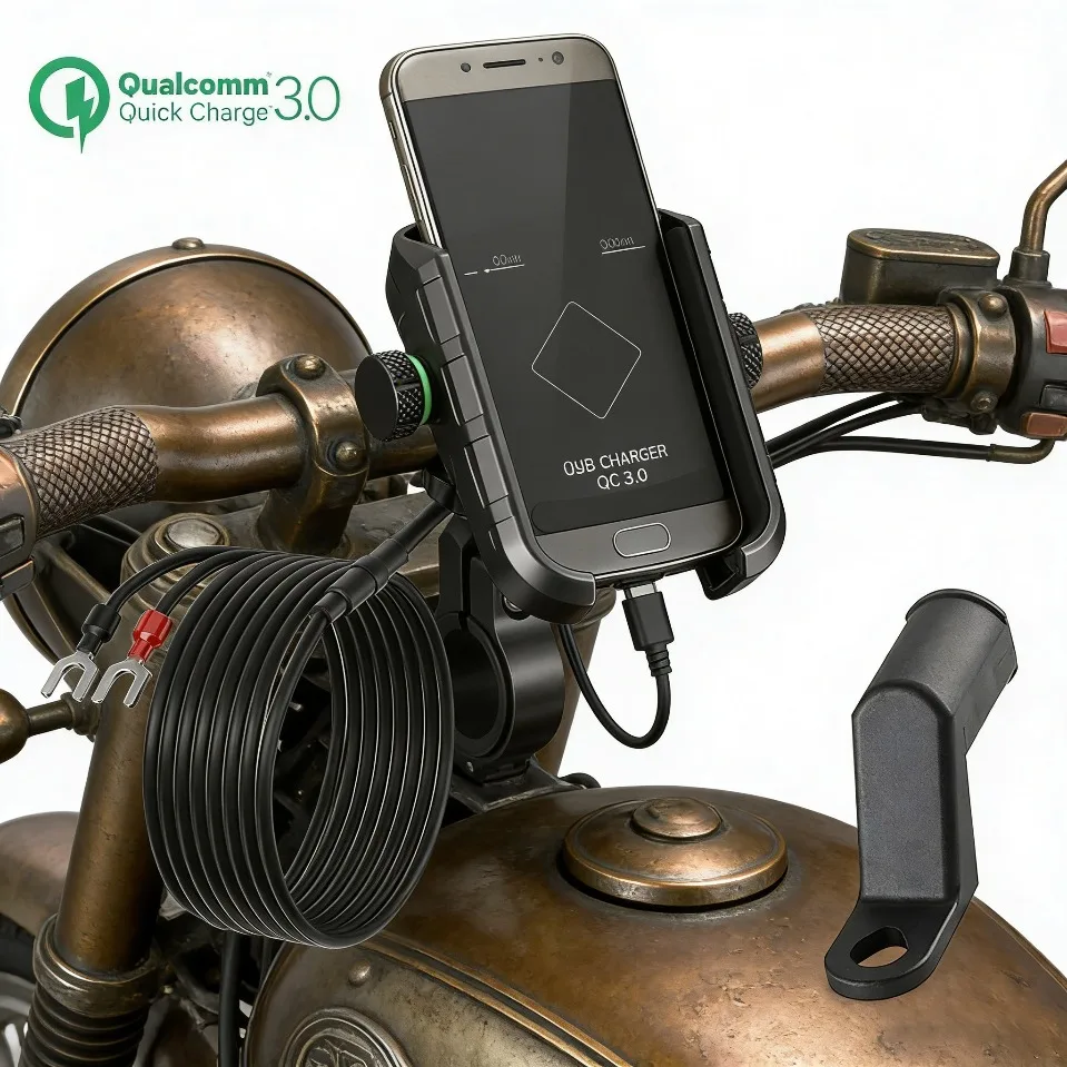 

Motorcycle Phone Holder with Charger 15W Wireless Charger Anti-Shake Waterproof for Motorcycle Bike Bicycle Handlebar Holder