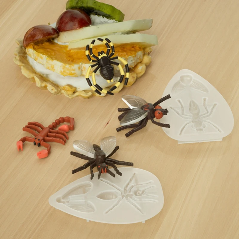 Insect Fondant Moulds, Bug Cake Decoration Silicone Moulds Gecko/Centipede/Spider/Scorpion/Ant/Insect Epoxy Moulds