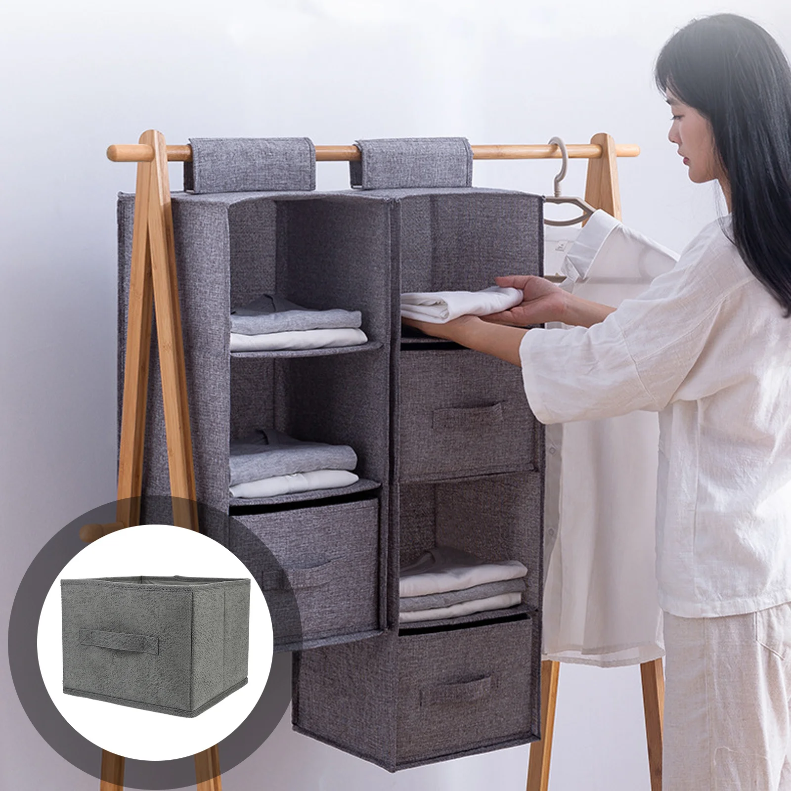 

Household Clothes Organizer Cotton Linen Single-Layer Foldable Closet Storage Bag Portable Clothes Classification