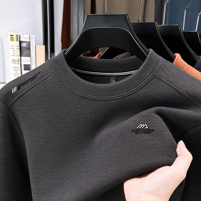 High end Brand letter embossed men's sweater autumn winter thicken warm fashion comfort new luxury casual round neck pullover