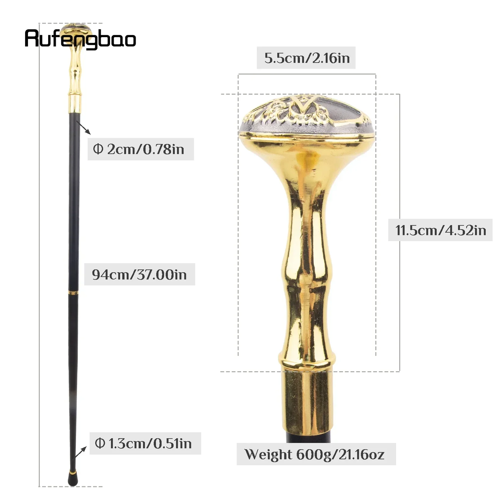 Five Pointed Star Tree Totem Relief Walking Cane Fashion Walking Stick Gentleman Crosier Steampunk & Everyday  94cm