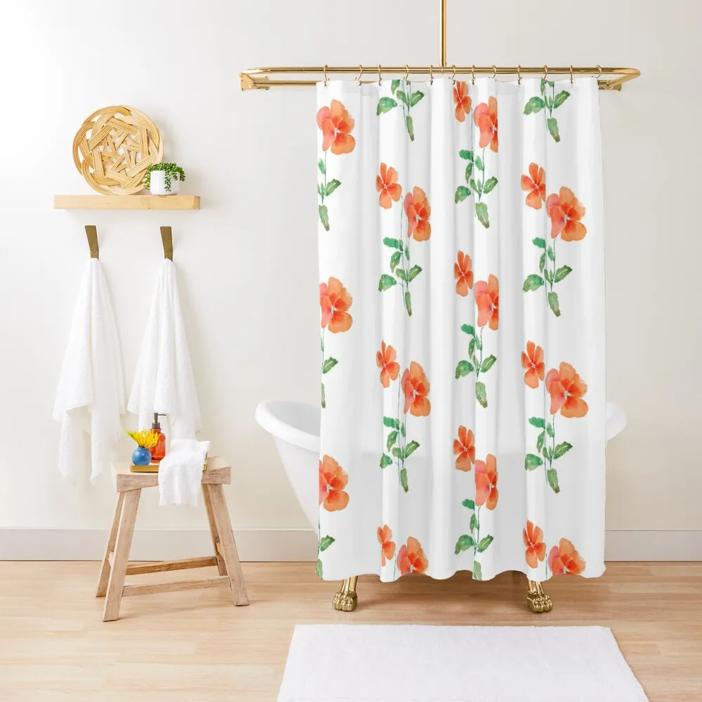 

orange pansy watercolor Shower Curtain Cover Bathroom And Shower Modern Showers For Bathroom Bathroom Showers Curtain
