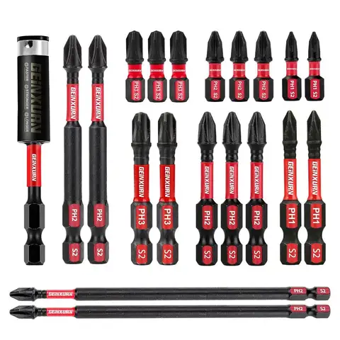 Phillips Insert Driver Bits Set PH1/PH2/PH3, 19-Piece Screwdriver Bit Kit with Bit Holder