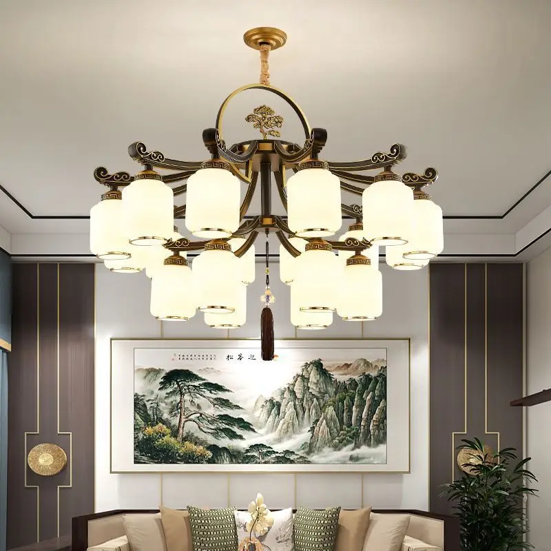 New Chinese style living room Chinese style chandelier facing down duplex chandelier