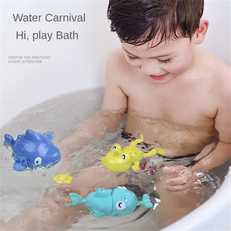 Coil Play Water Toys Small Shark Small Frog Simulated Animals Swimming In Water Bath Toys Hair Pull Line Bathing Water Toys