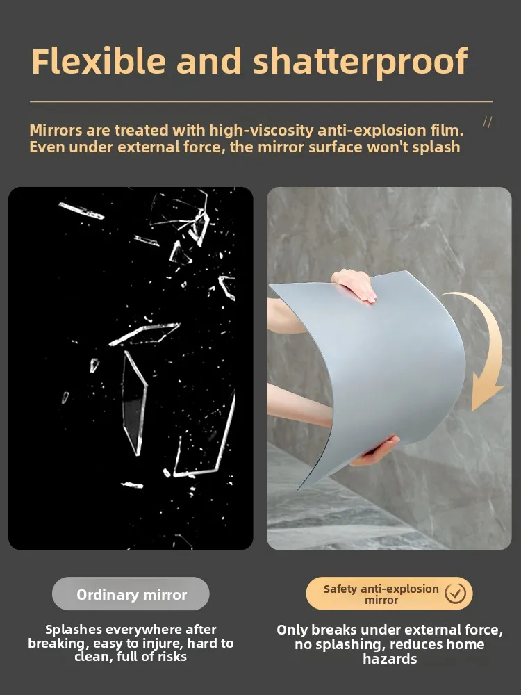 مرآة أكريليك كاملة للجسم، ملصق حائط، مرآة أرضية للحمام، مرآة ديكور عاكسة بتصميم عصري بسيط، غير محمولة #2