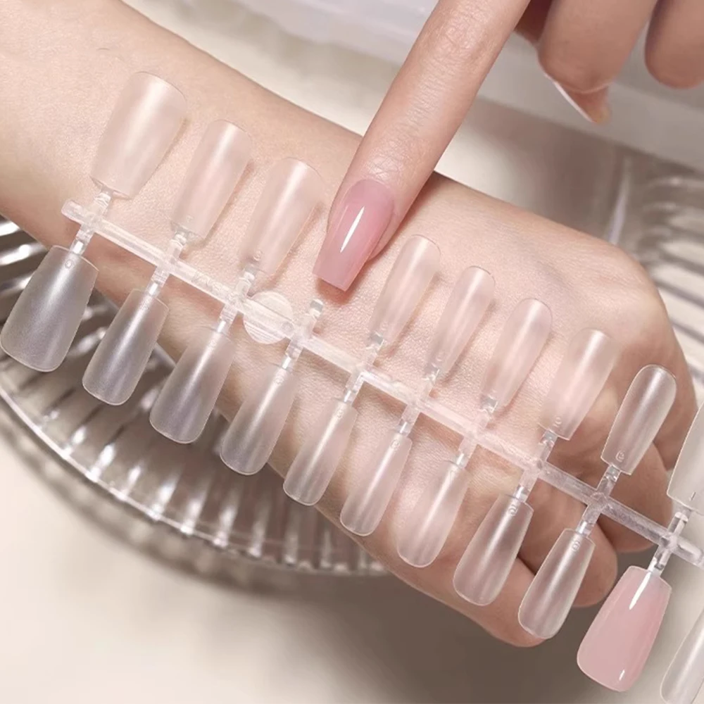 8 Style Clear Acrylic Long Fake Nails Capsules Almond French Full Half Cover False Nails Artificial Nail Soft Gel Manicure Tools 2