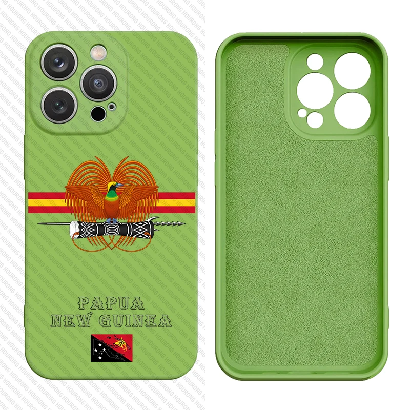 Papua New Guinea Coat of Arms Liquid Silicon Cover Case for iPhone 16 15 14 13 12 11 Pro Max XS XR Mini 7 8 6S Plus 5 SE