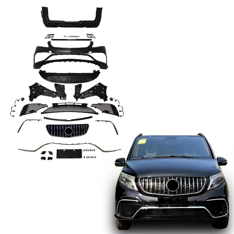 

GT STYLE Комплект кузова автомобиля из полипропилена, модифицированный передний бампер автомобиля, задний бампер для Vito Vclass W447 V250