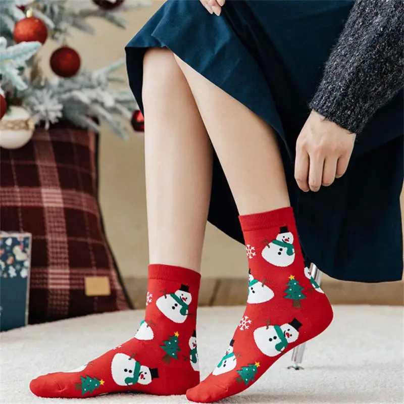 1 Pairs Christmas Socks Woman Funny Santa Claus Christmas Snowman Socks Kawaii Cartoon Animal Girl Cute Novel Christmas Gift Soc