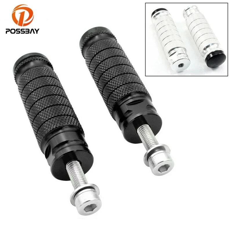 Motorcycle Foot Pegs Footrest Foot Peg Pedal Black CNC Aluminum for Yamaha Harley Honda M8 Thread Rear Set Moto Accessories