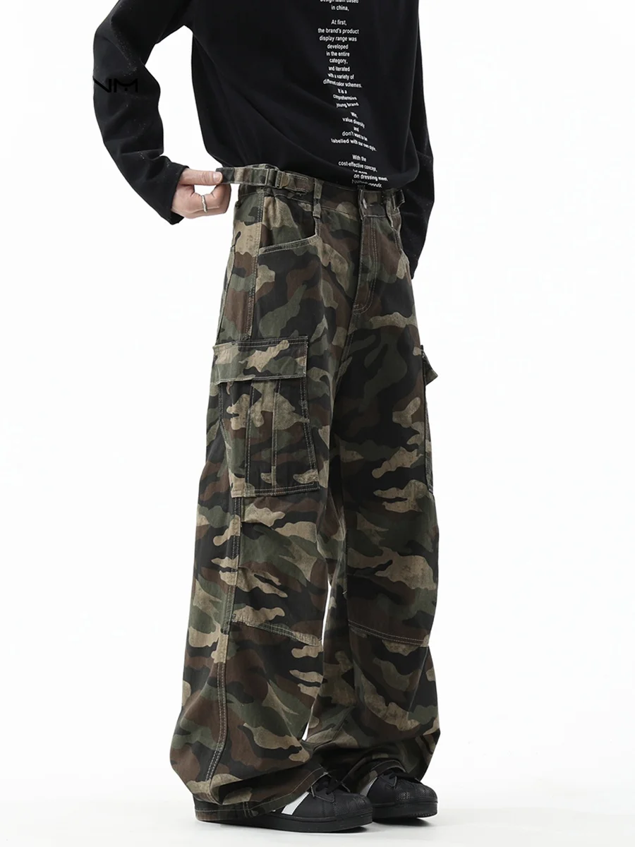 

American Retro Camouflage Work Pants Men's Autumn Multi-ket Pure Cotton Loose Straight Leg Wide Leg Casual Trousers