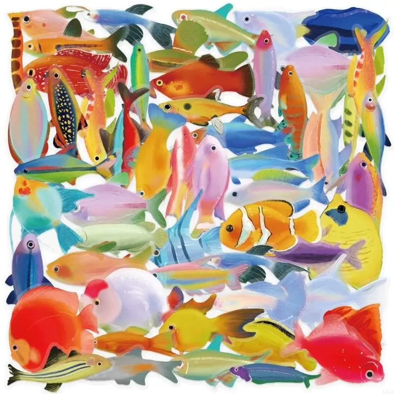 

Y5LB 50 Sheets Sea Animal Sticker Fish Sticker Fish Decal Decorative Sticker Scrapbook Sticker Waterproof Ocean Sticker