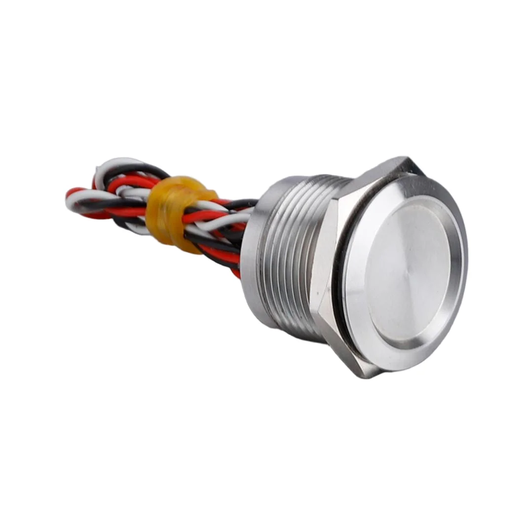 Durable 19mm  Piezoelectric Button IP68 Rated Corrosion Resistant Chamfer Head 1NO Stainless Steel Momentary/Latching 2A
