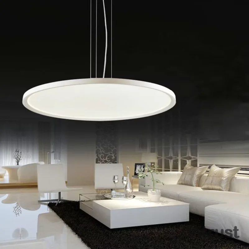 Fashion High Power LED Pendant Chandelier Ultra-thin Panel Lights Round Metal Pendant Lamp for Living Room Bedroom