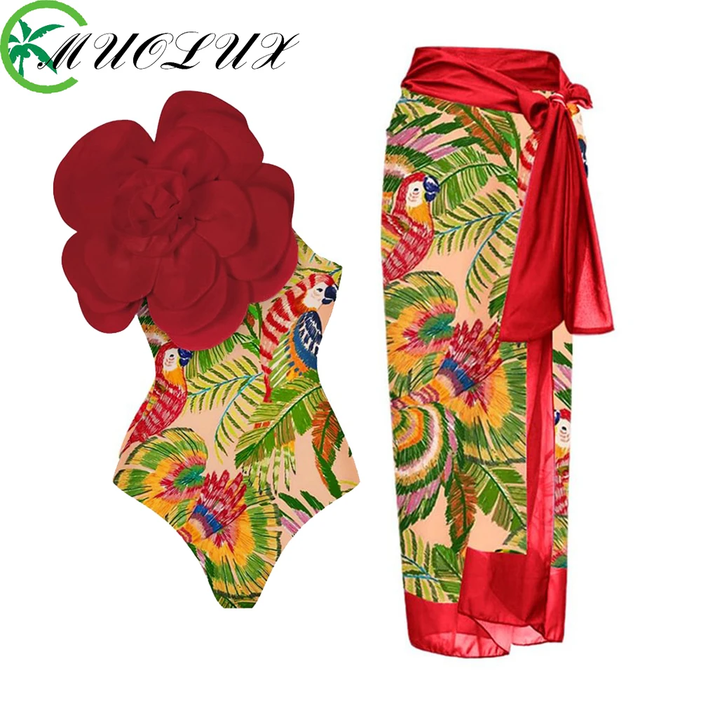 

Sexy Bikini Set 2024 Women Swimwear Female 3D Flower Swimsuit High Waist Push Up Holiday Beach Dress Monokini Bathing Suit