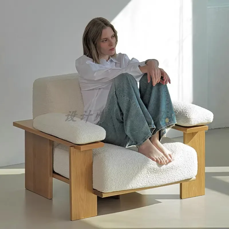 Living room small apartment modern minimalist designer creative lamb wool three-person sofa